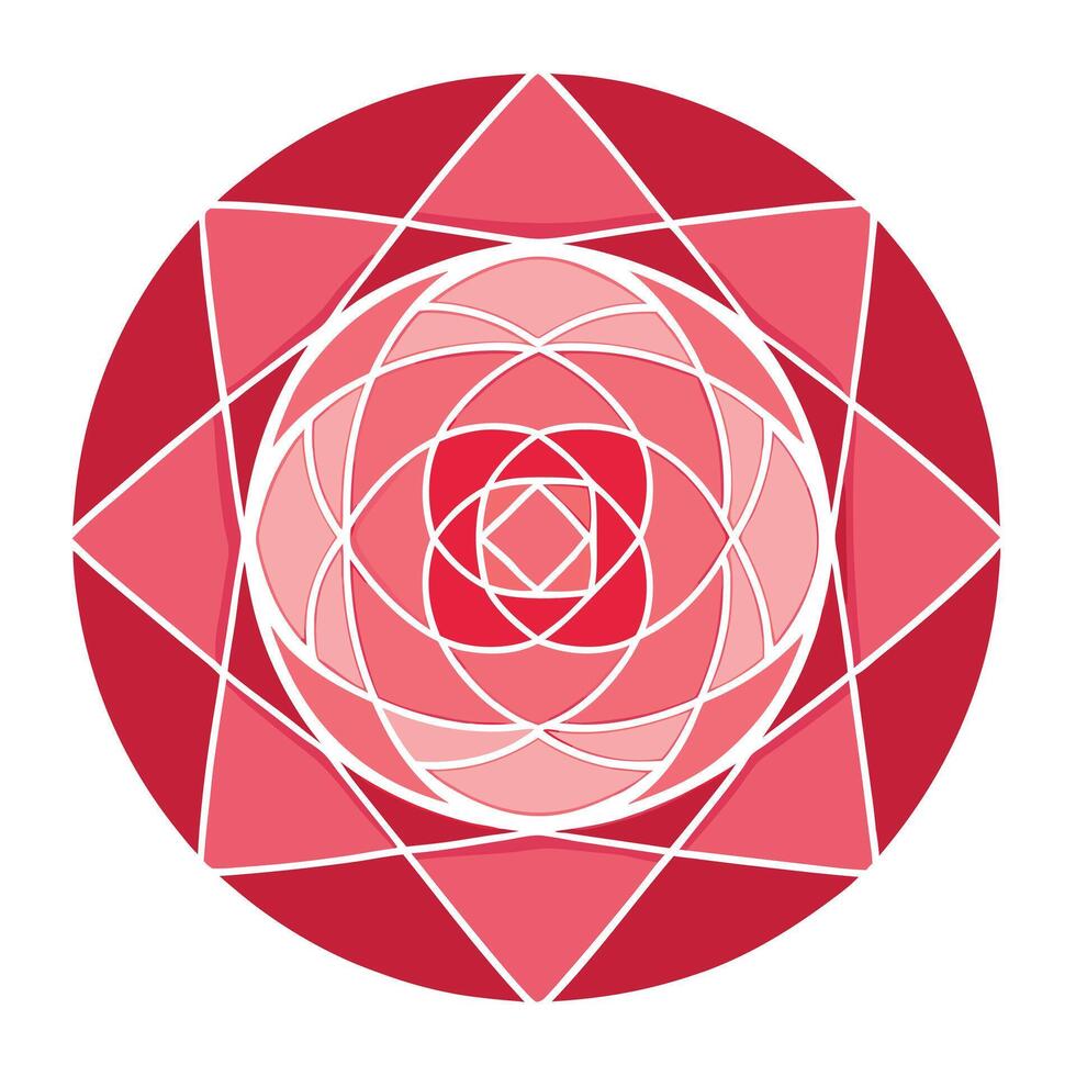 Geometric rose in a circle abstract illustration stylized flower vector