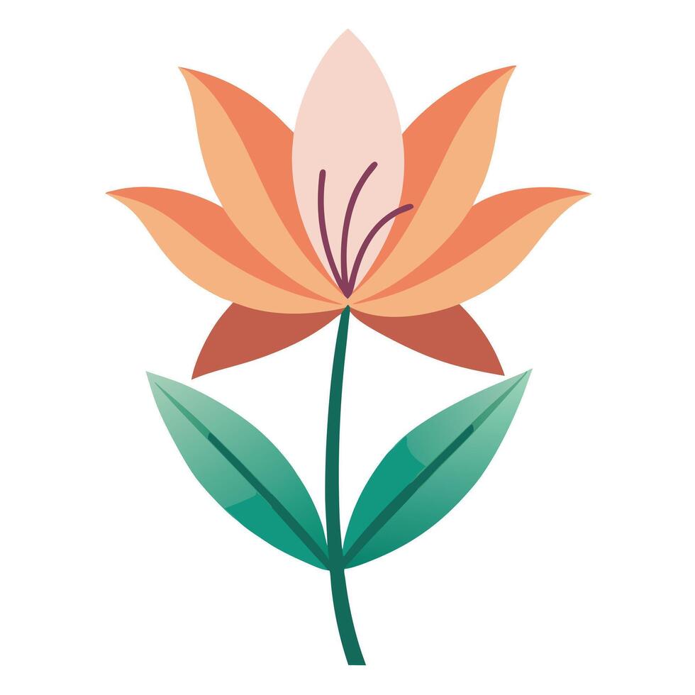 Abstract petal lily with open negative spaces illustration modern floral vector