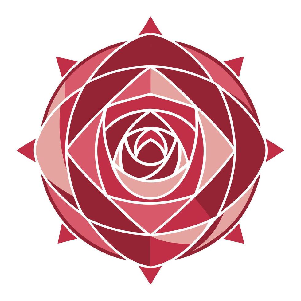 Abstract circle rose with geometric petals illustration modern floral design vector