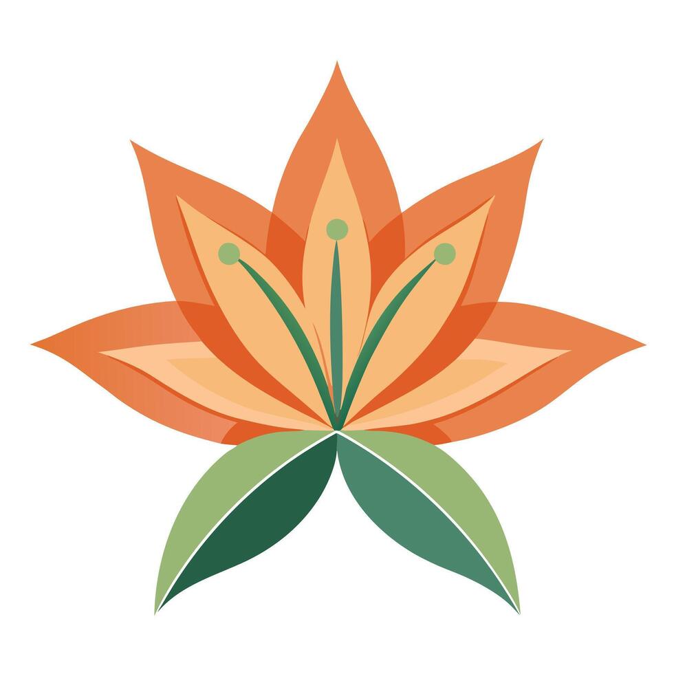 Modern abstract lily with petal outlines and negative space art vector