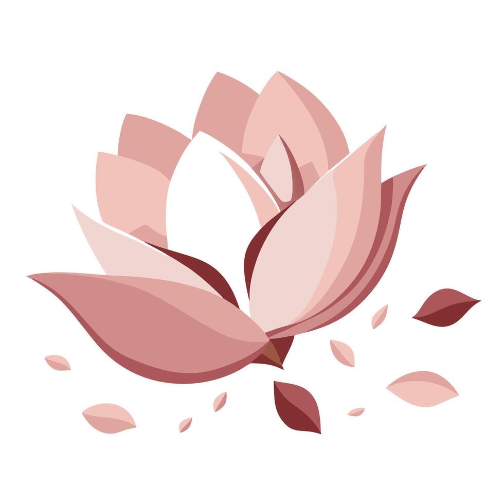 Abstract petal magnolia with gentle gaps illustration modern floral art vector