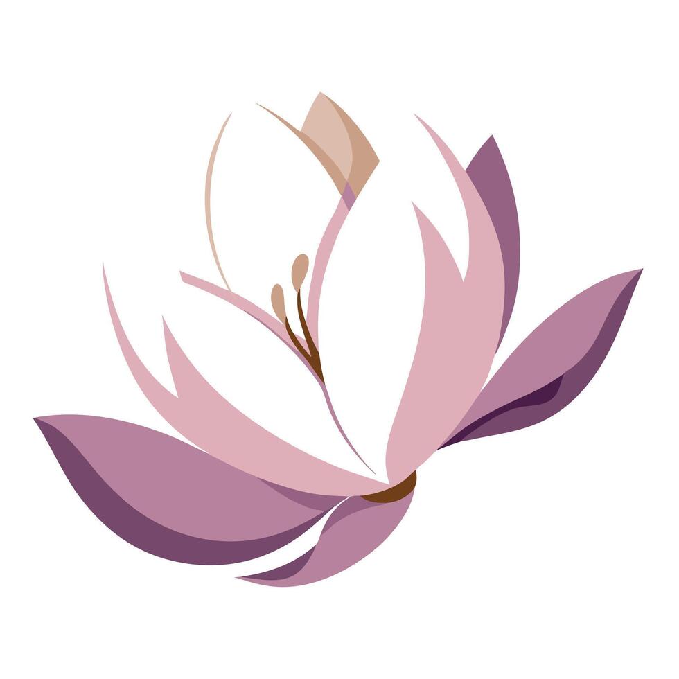 Modern abstract magnolia with petal outlines and gentle gaps art vector