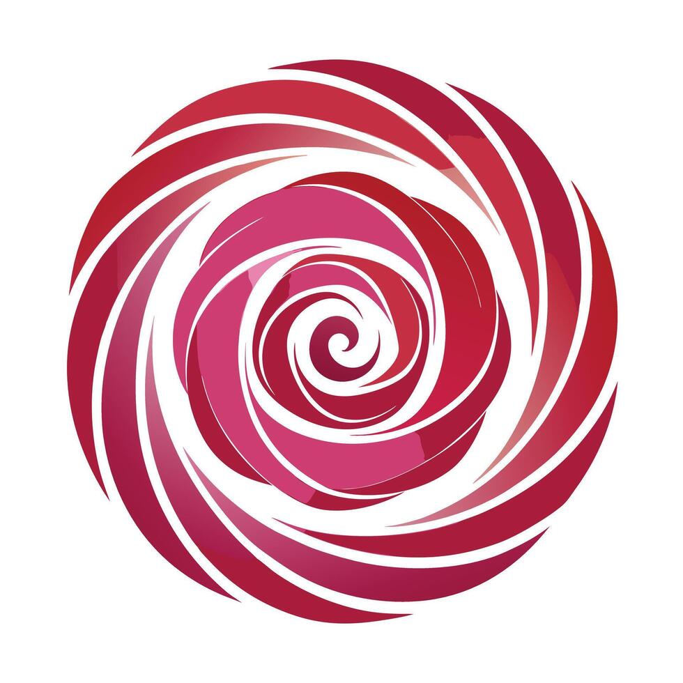 Curved petal rose in abstract spiral design illustration modern vector