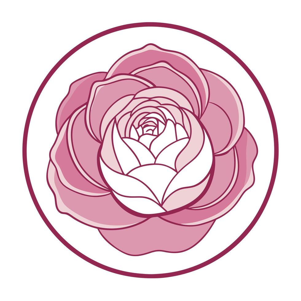 Circular frame peony with soft negative space illustration elegant floral vector