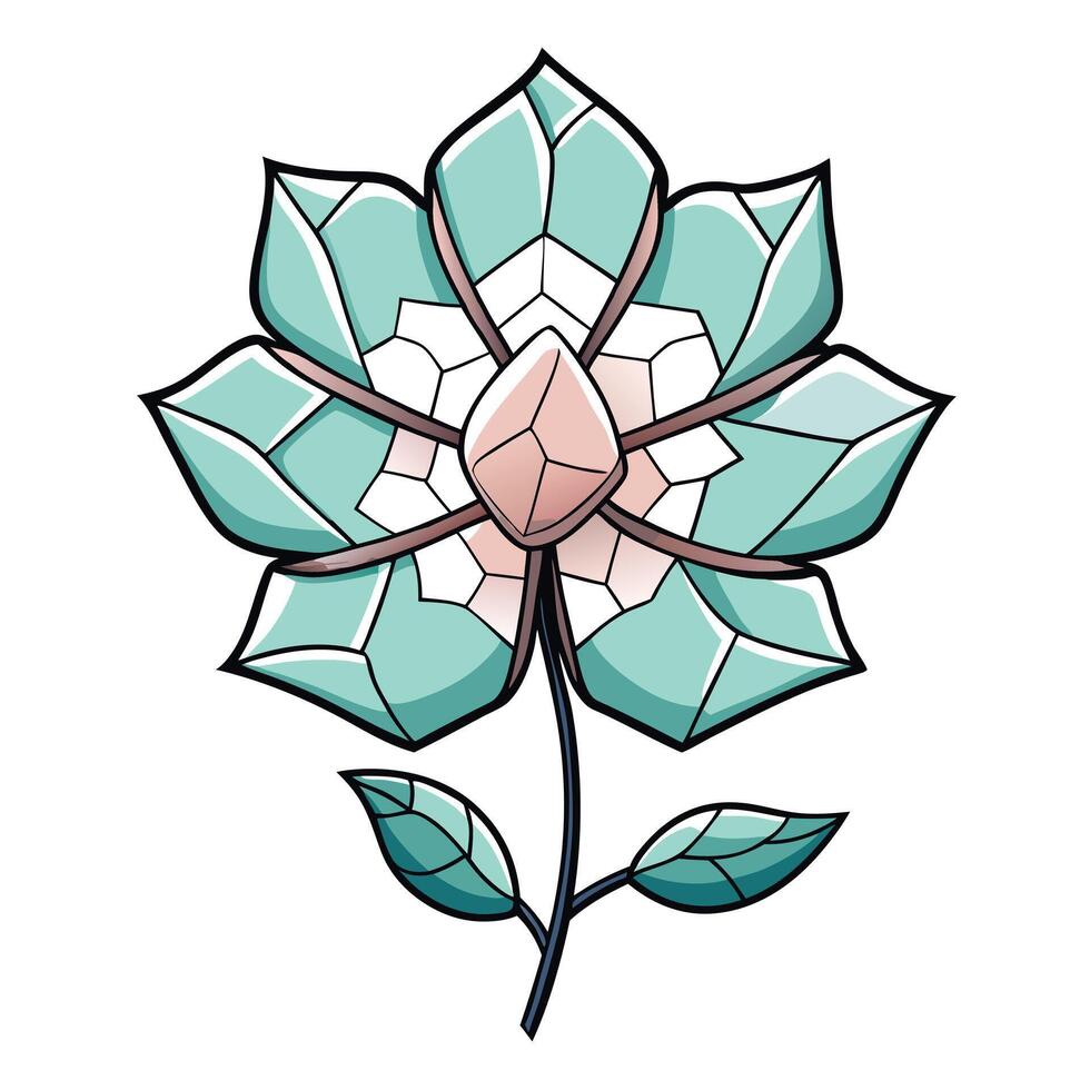 Cracked glass blossom with fractured petals illustration abstract floral vector