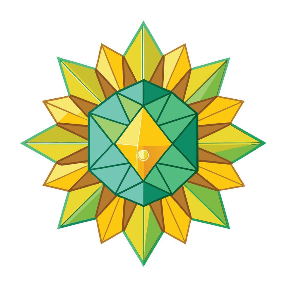 Geometric crystal bloom sunflower with intricate faceted geometry in a illustration vector