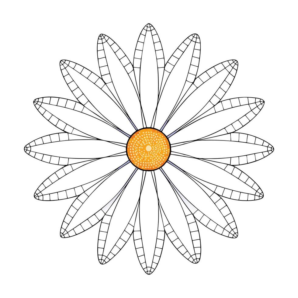 Unique dot connected daisy highlighting its abstract pointillism style in graphic vector