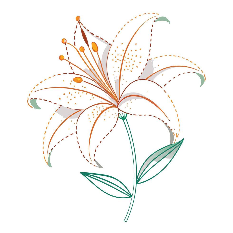 Elegant dotted line lily featuring its fragmented and abstract style in design vector