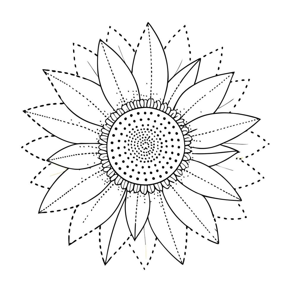 Abstract dotted line sunflower with precise abstract detailing in illustration vector