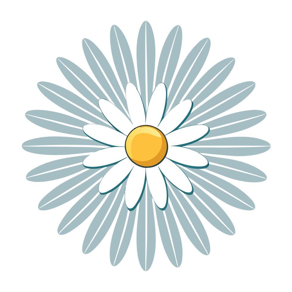 Unique echo wave daisy highlighting its rhythmic petal shadow pattern in graphic vector