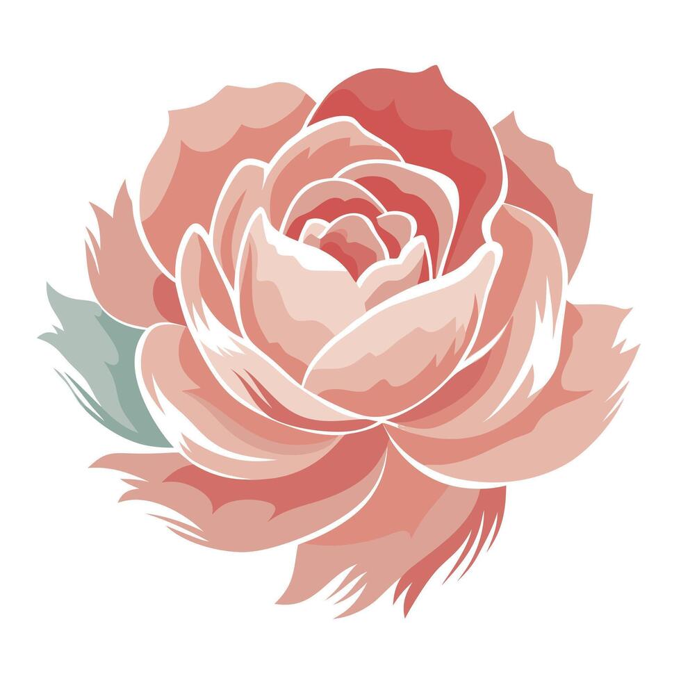 Abstract faded ink petal flower with a gentle soft brushstroke effect in vector