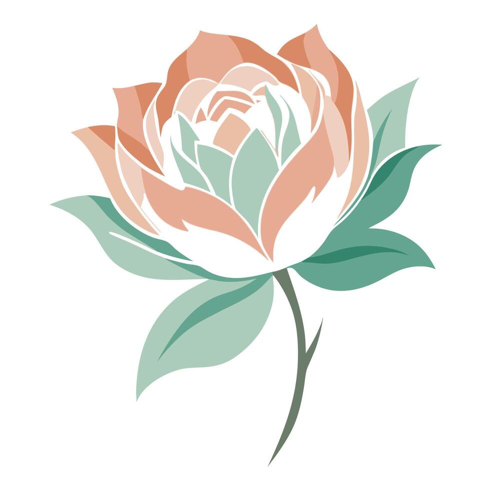 Elegant faded ink petal flower featuring its artistic brushstroke effect in design vector