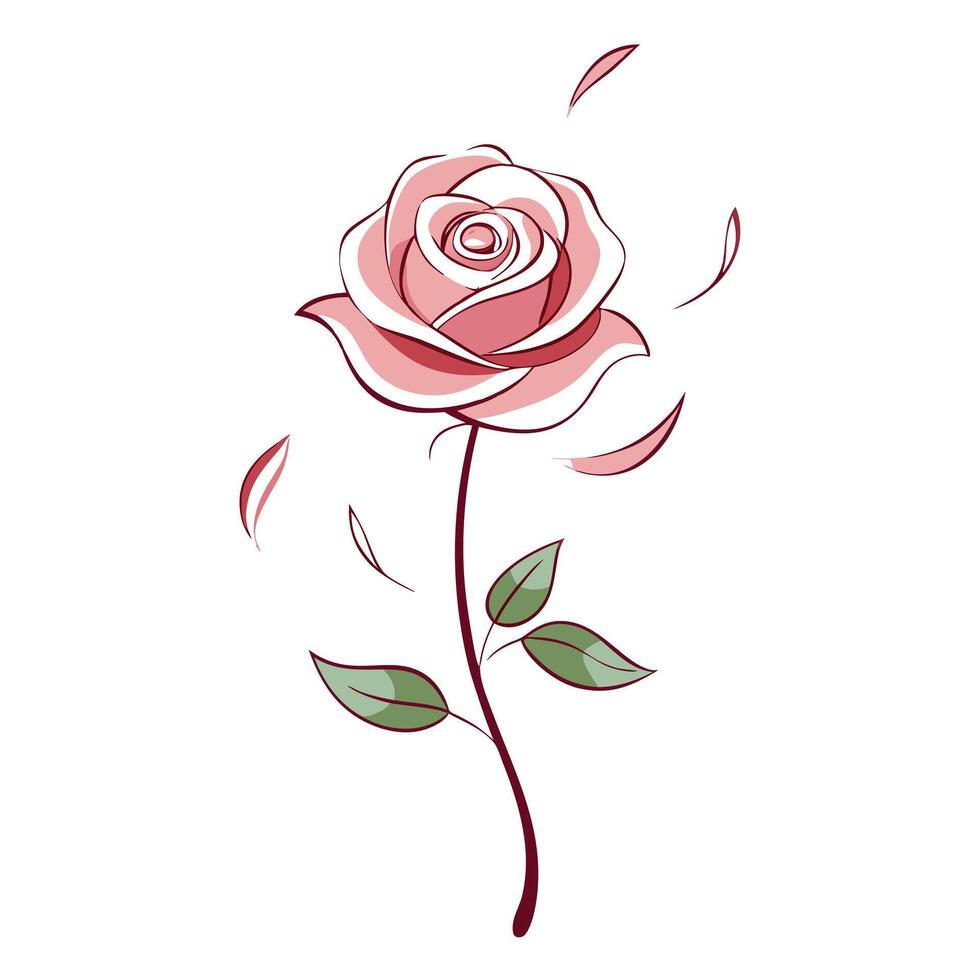 Falling petal rose with subtle movement illustration delicate floral design vector
