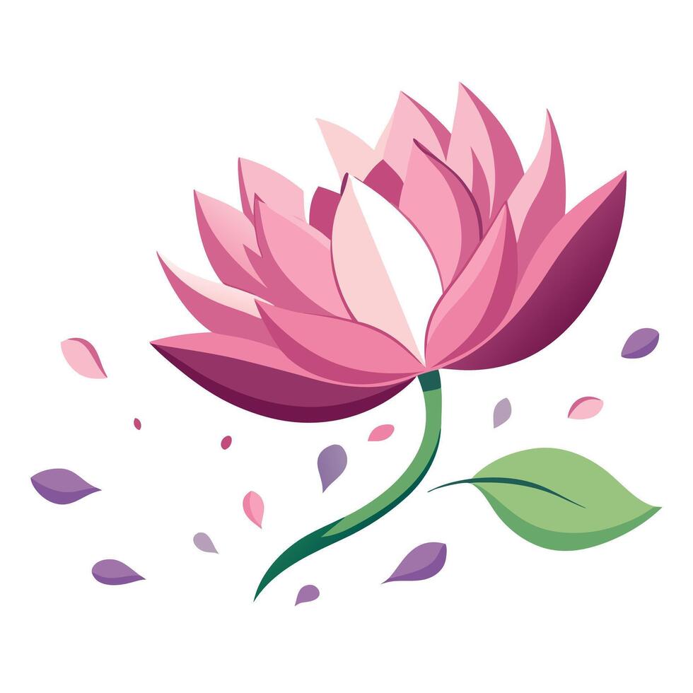 Elegant falling petal lotus featuring its graceful gentle dispersal in design vector