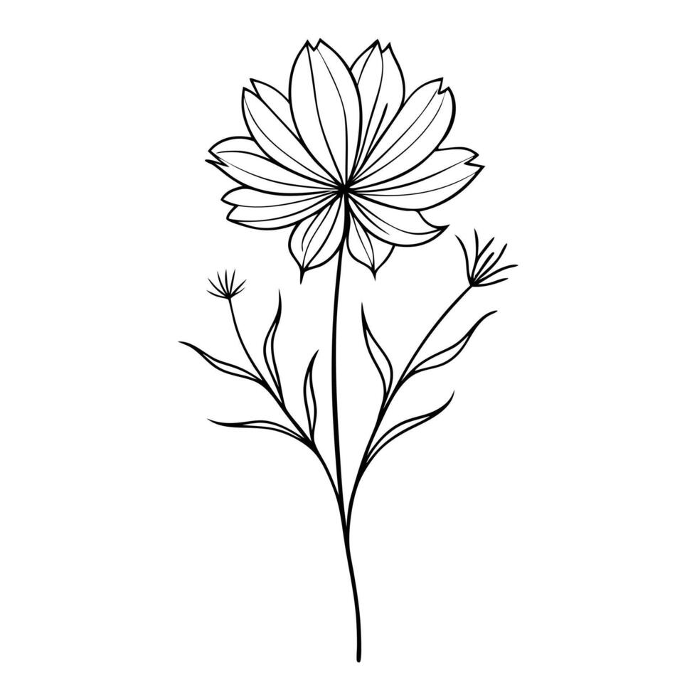 Elegant wildflower with fine line and organic simplicity illustration vector