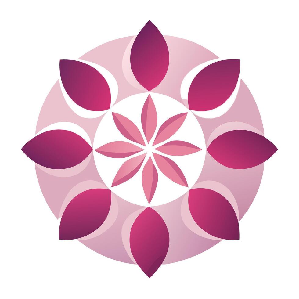 Blossom with abstract petals in a circle illustration floating design vector