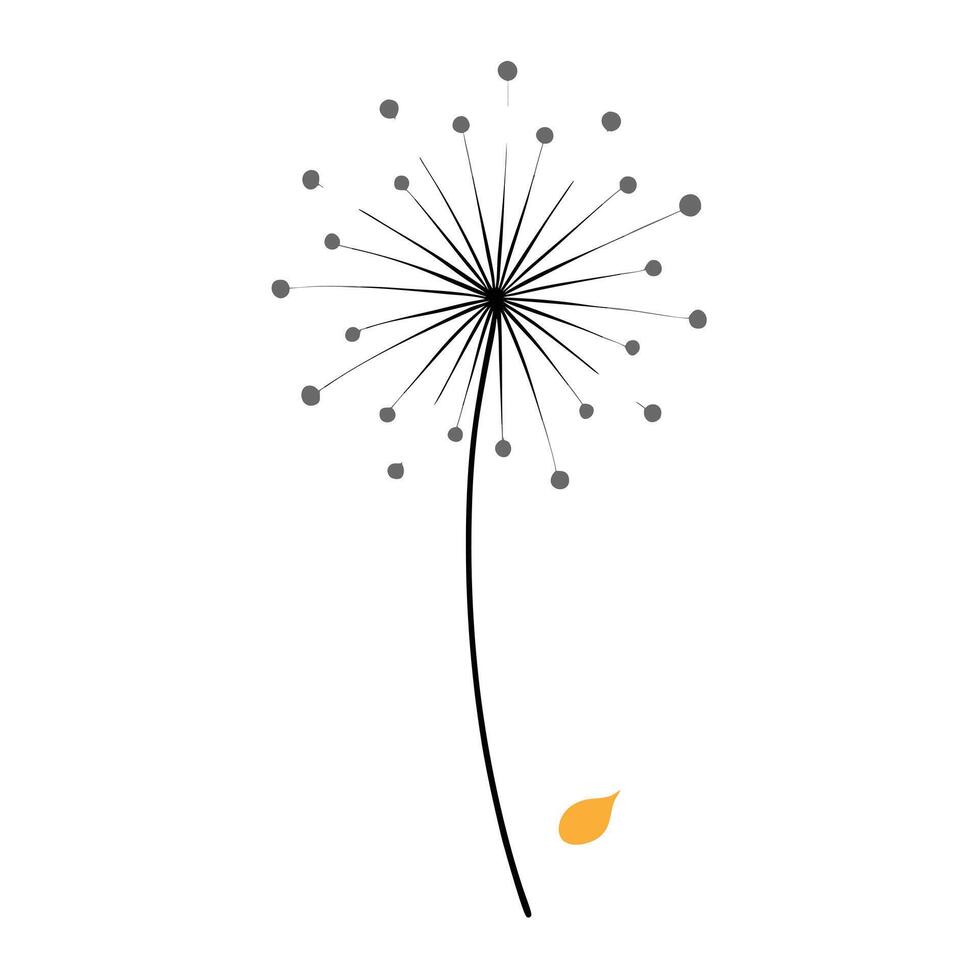 Floating dandelion with dispersing seeds illustration minimalist design vector