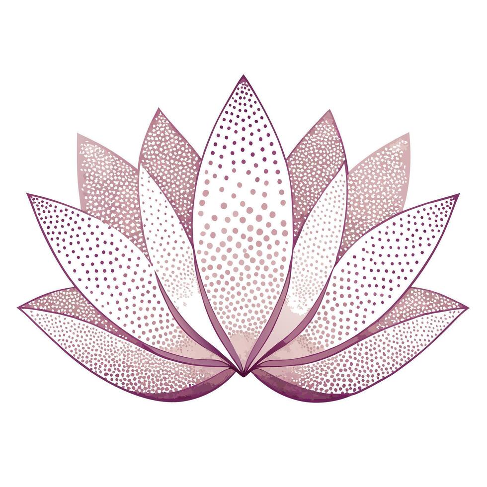 Modern lotus with floating dot effect and fragmented petals illustration vector
