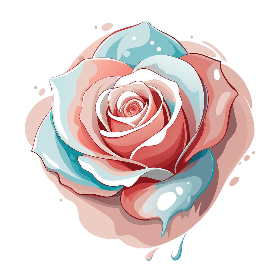 Abstract rose with floating ink bleed illustration artistic floral art vector