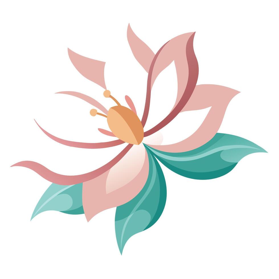 Blossom with floating petals in asymmetrical arrangement illustration vector