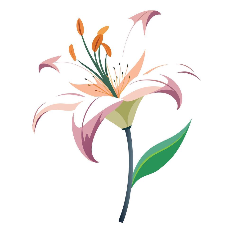 Modern lily with floating petals in an asymmetrical design illustration vector