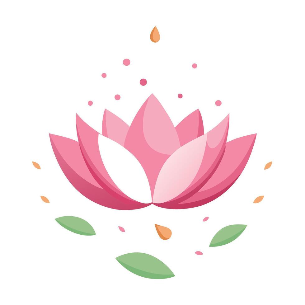 Lotus with floating petals gently dispersing illustration delicate art vector