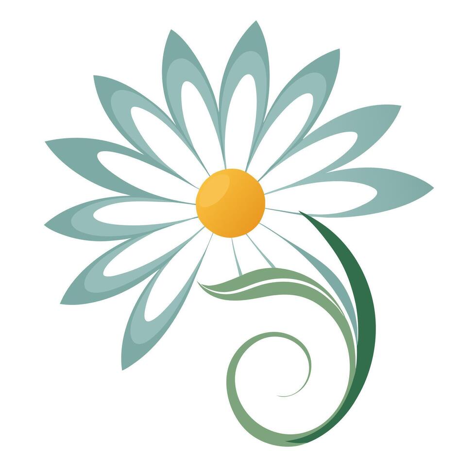 Modern floral spiral daisy showcasing its delicate swirling motion in design vector