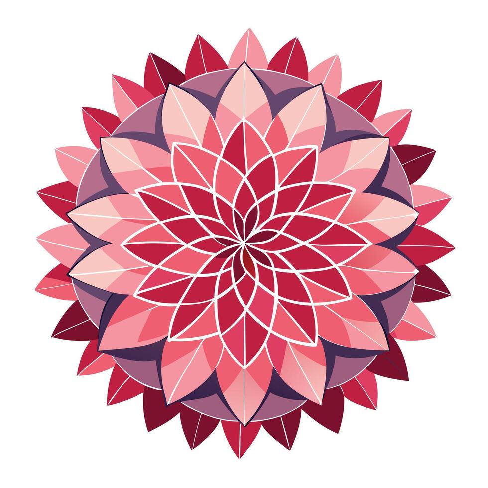 Abstract geometric dahlia with beautiful precise symmetry in illustration vector
