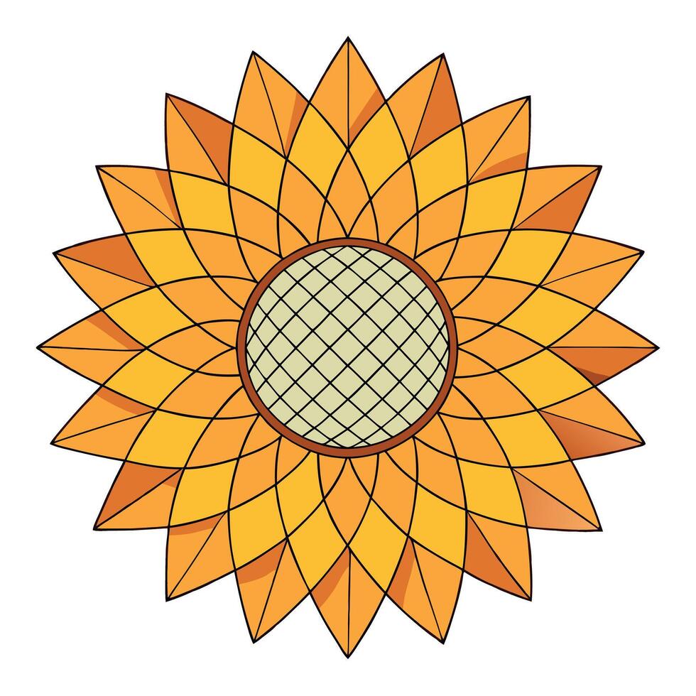 Modern geometric grid sunflower featuring its precise structured form in illustration vector
