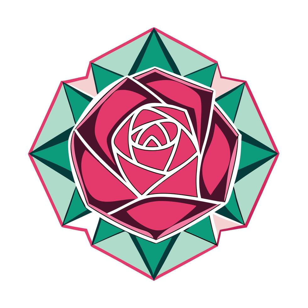 Elegant geometric rose featuring its stylized hexagonal pattern in design vector