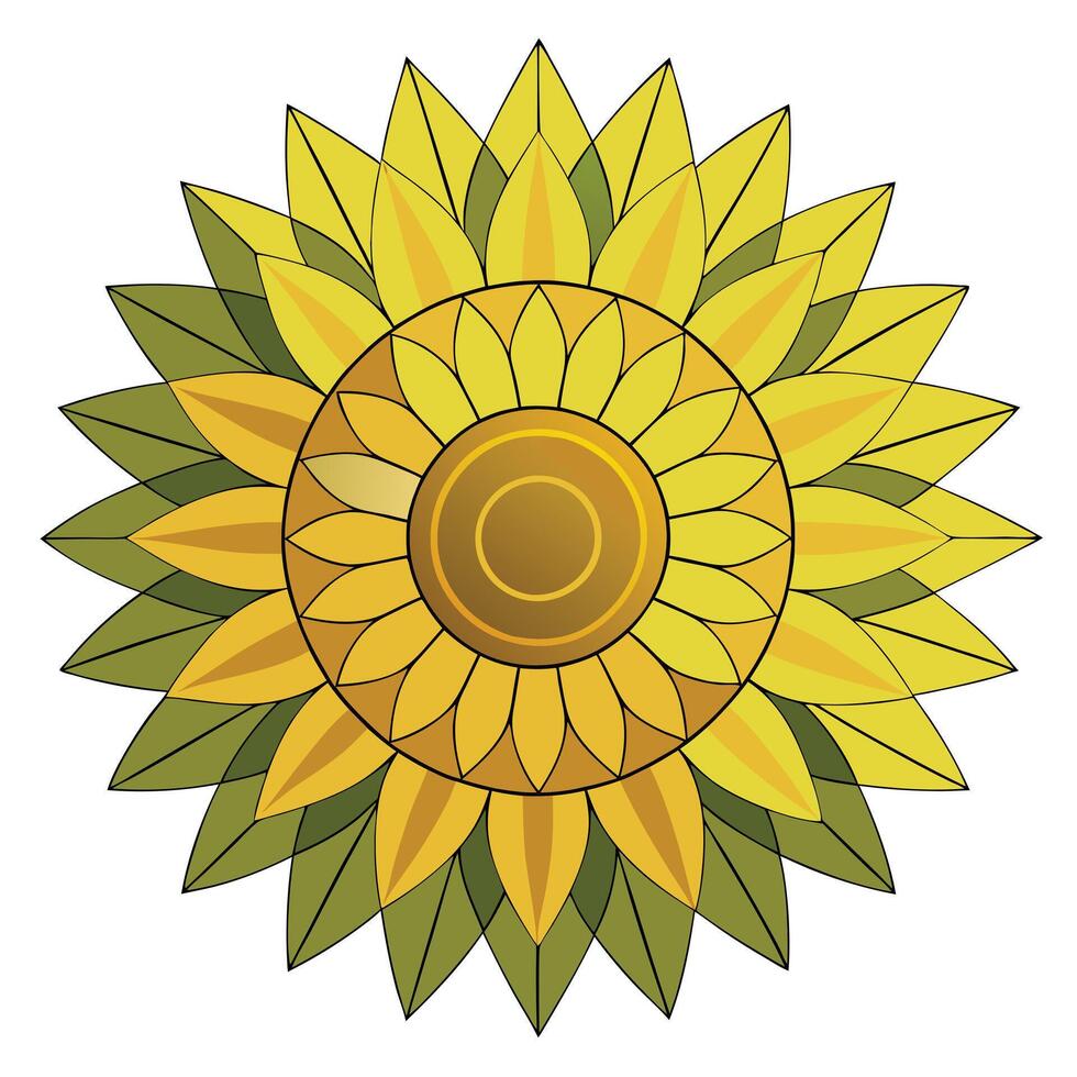 Unique geometric sunflower highlighting its simple structured form in graphic vector