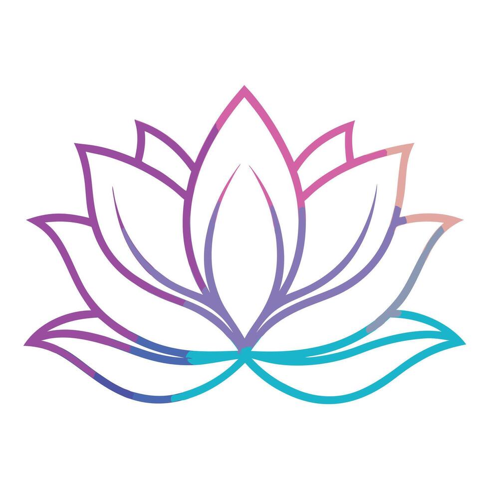 Modern glowing lotus showcasing its bright neon contour in art vector