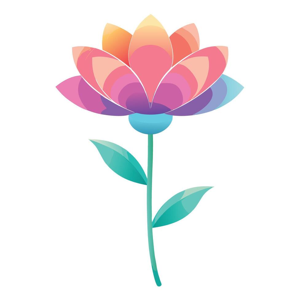 Unique gradient fade wildflower highlighting its delicate fading details in graphic vector