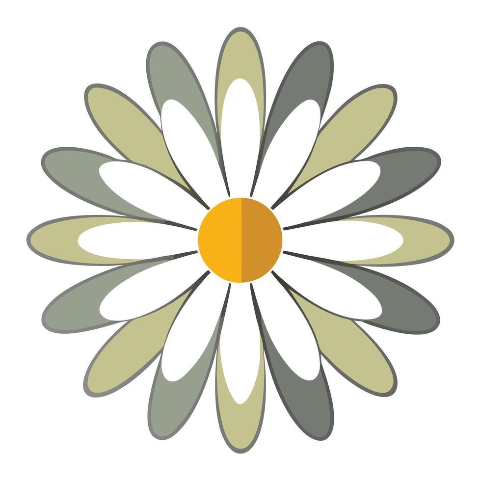 Daisy with half petals and negative space center illustration simple floral art vector
