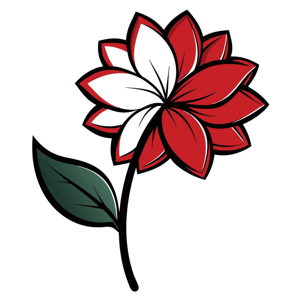 Abstract blossom with half stroke style illustration artistic floral art vector