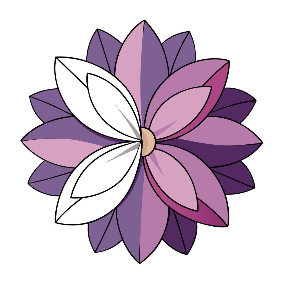 Artistic blossom with half stroke imbalance illustration modern floral vector