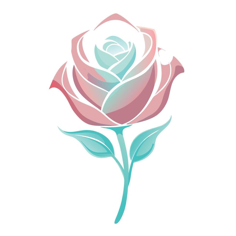 Modern rose with soft glow halo effect illustration delicate floral vector