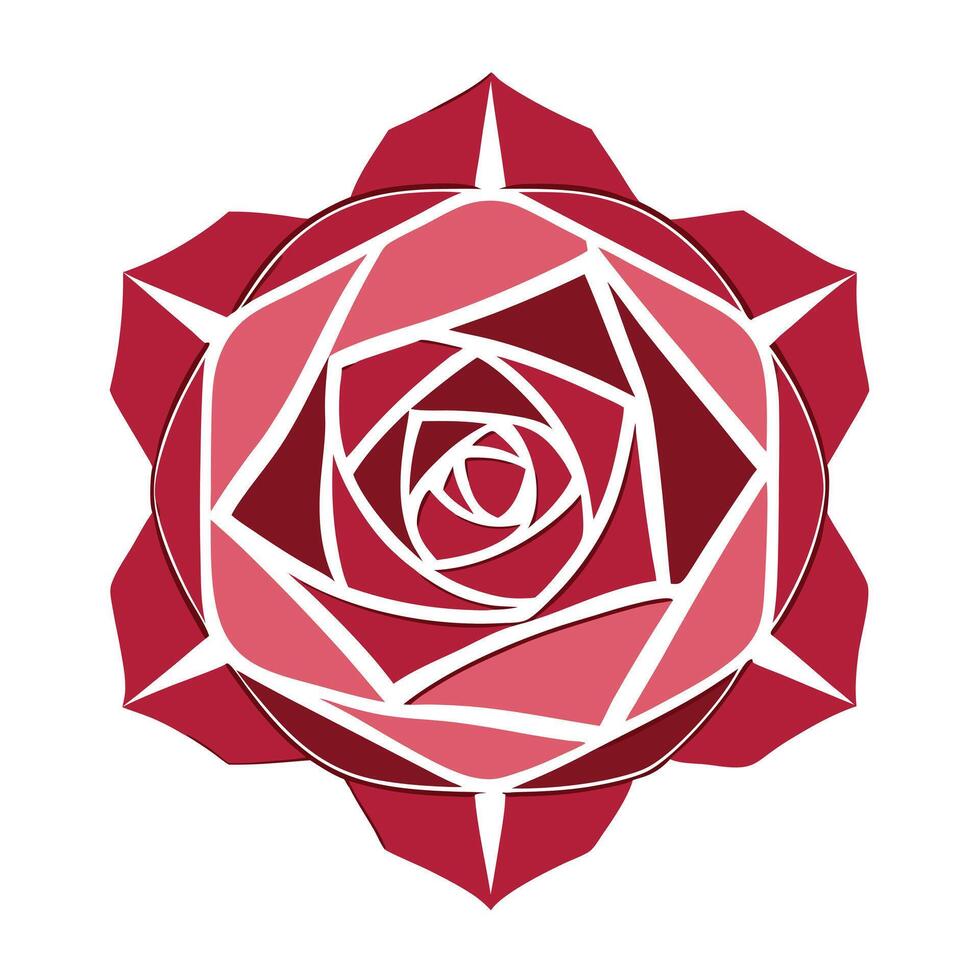 Geometric rose with hexagonal petal design illustration modern floral art vector