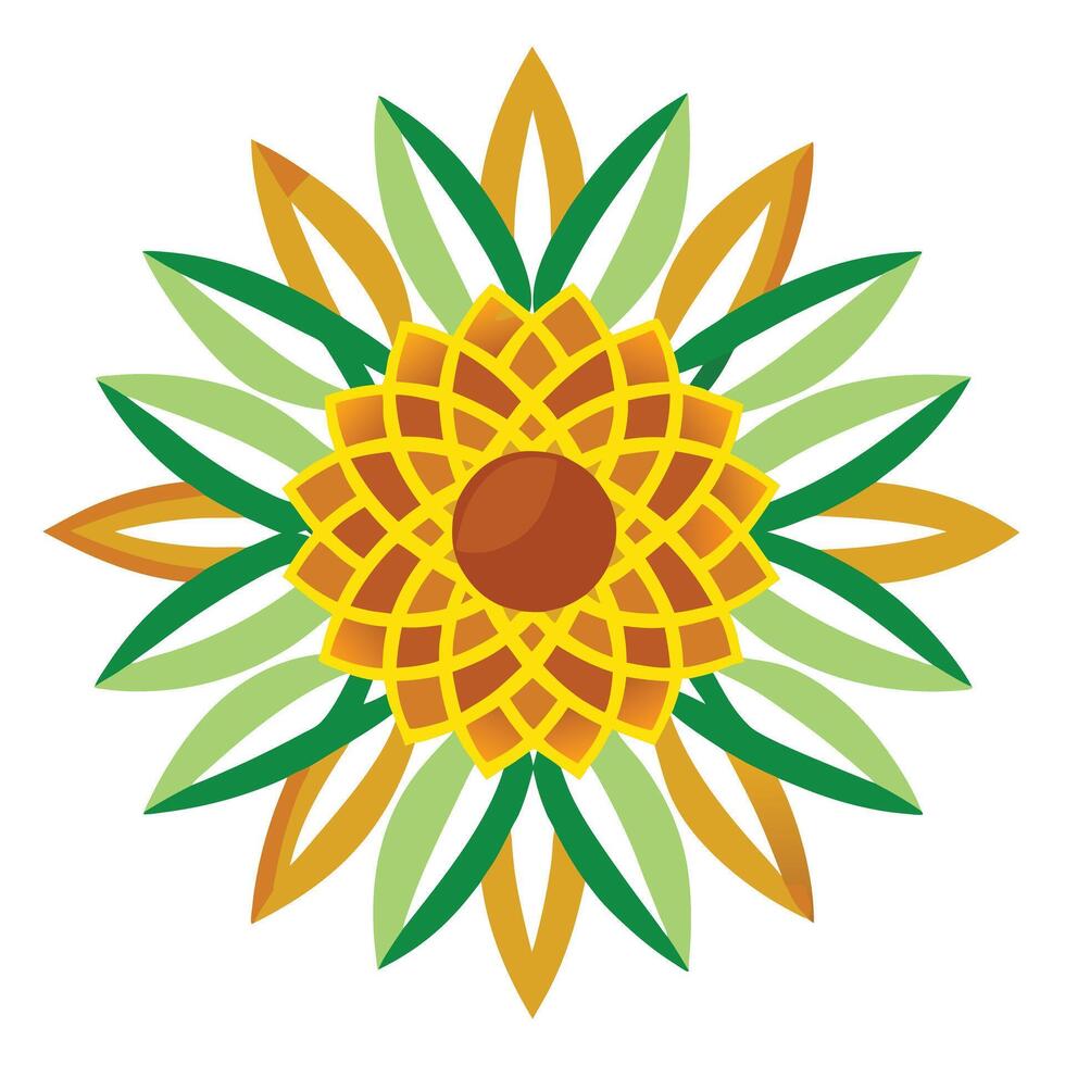 Intersecting petals sunflower with crossed lines illustration modern floral vector
