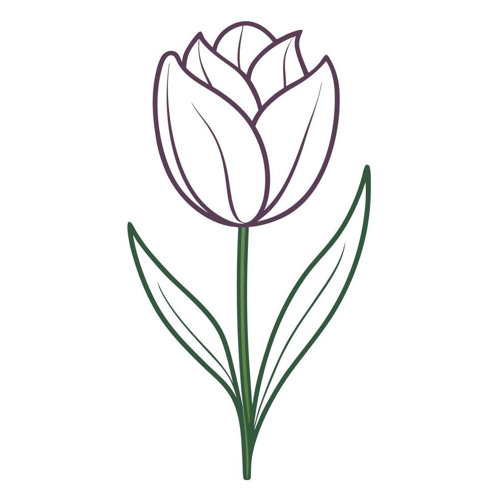 Elegant line art tulip with a beautiful single stroke elegance in illustration vector