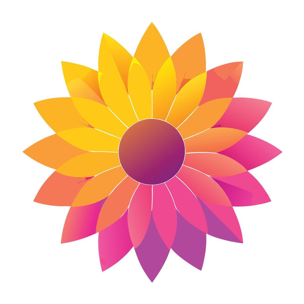 Modern minimal gradient sunflower showcasing its subtle color fade in art vector