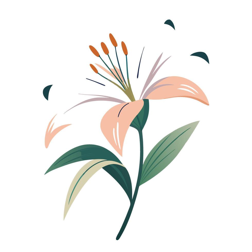 Abstract minimal ink lily with expressive brush strokes in illustration vector