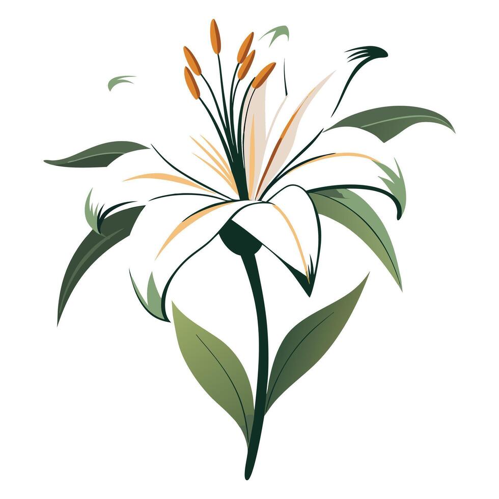 Elegant minimal ink lily featuring its artistic brushwork in design vector