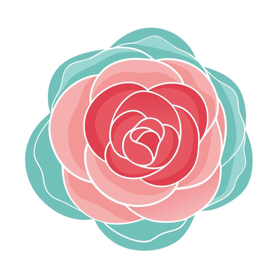 Elegant minimalist camellia featuring its refined layered line aesthetic in design vector