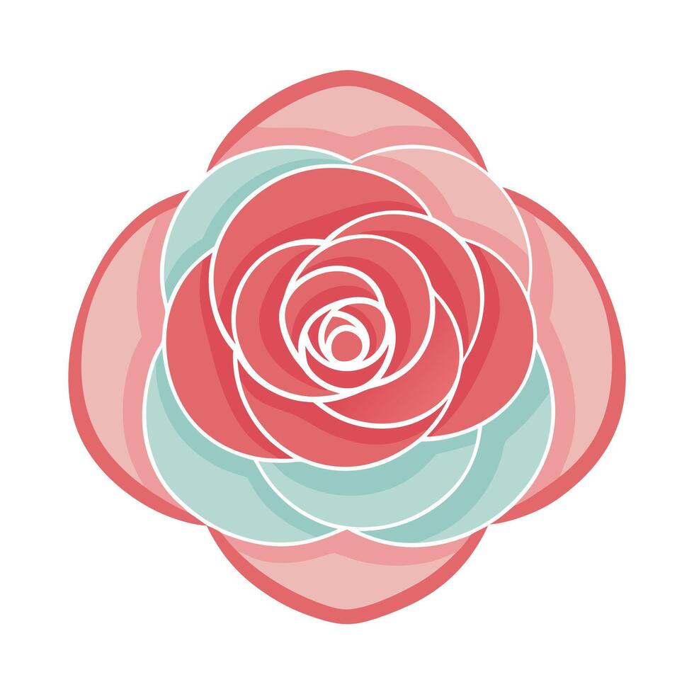 Unique minimalist camellia highlighting its simple layered curves in graphic vector