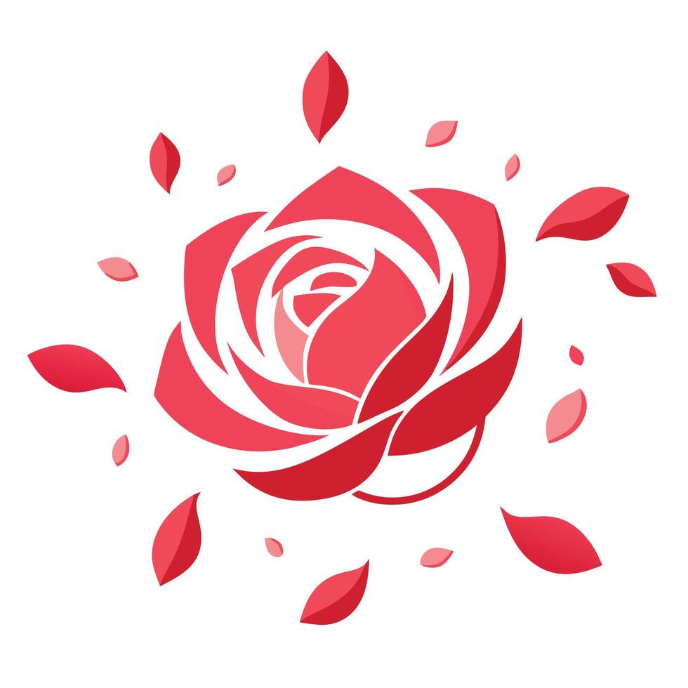 Abstract minimalist petal only rose with a floating composition in art vector