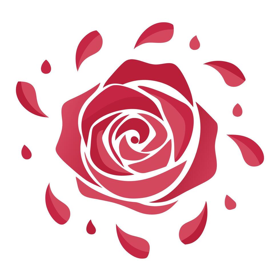 Elegant minimalist petal only rose featuring its abstract floating petals in design vector