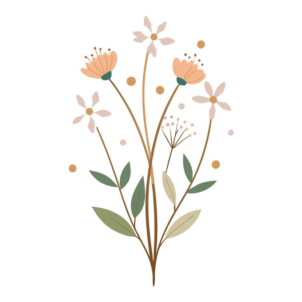 Elegant minimalist wildflower cluster featuring its refined hints in design vector