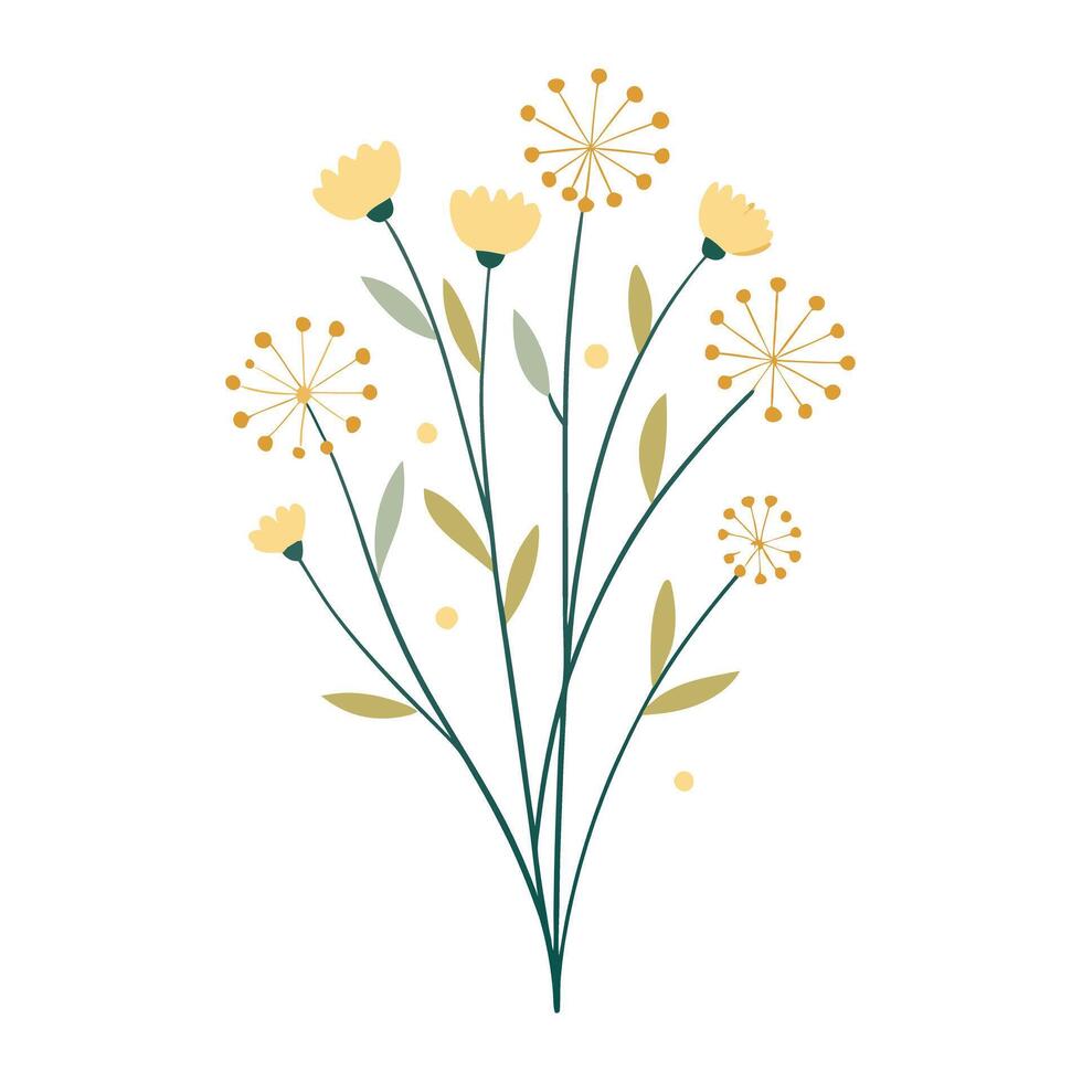 Abstract minimalist wildflower cluster with subtle hints in illustration vector