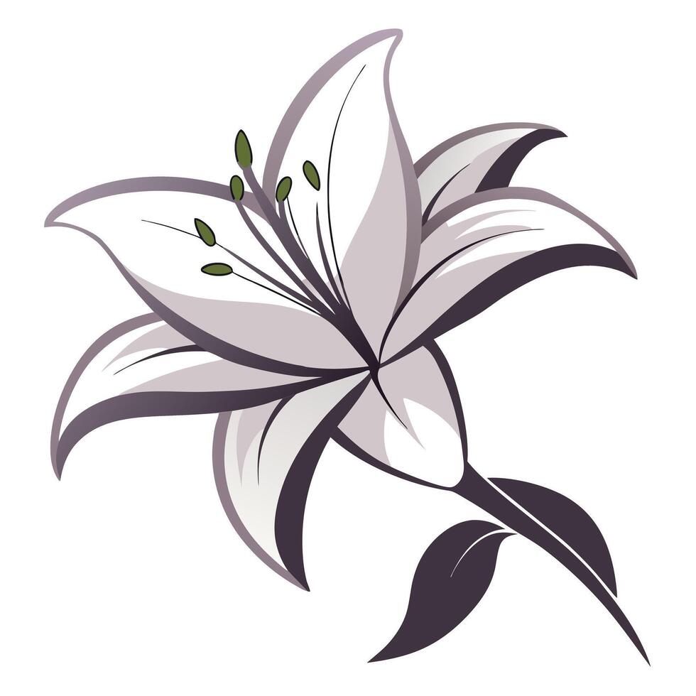 Unique negative space lily highlighting its minimal floating shape in graphic vector